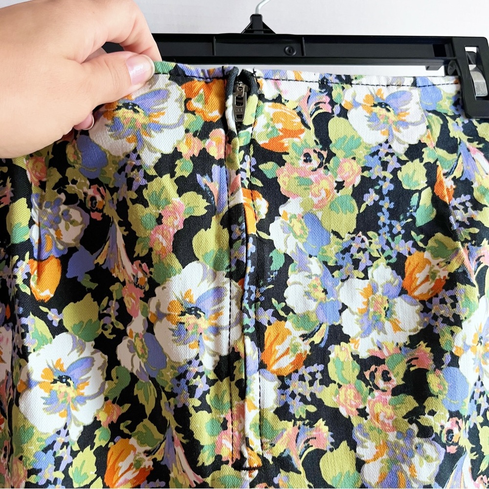 Wild Fable Floral Notch Front Seamed Mini Skirt Denim Jean Target Women 14 NEW - Picture 6 of 8